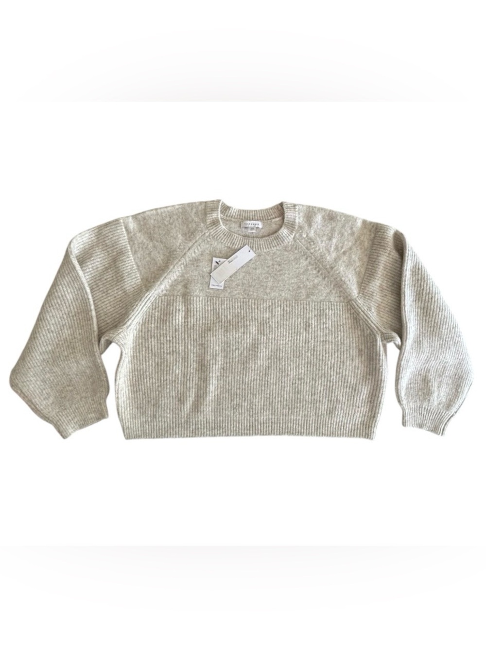 Topshop Women’s Fisherman Rib Crop Jumper Sweater Grey Marl Sz Medium NWT